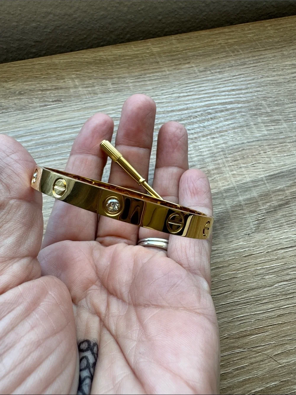 Gold-Tone plated Love Bracelet with Screwdriver and Crystal Accents